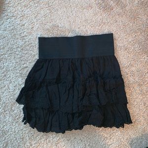 Black lace ruffle skirt